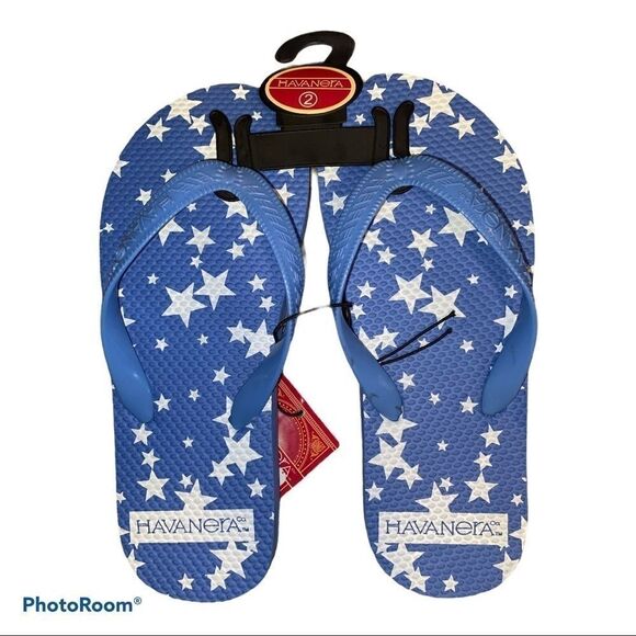 Havanera BLUE White Stars FLIP FLOPS Shoes Unisex - Picture 1 of 2